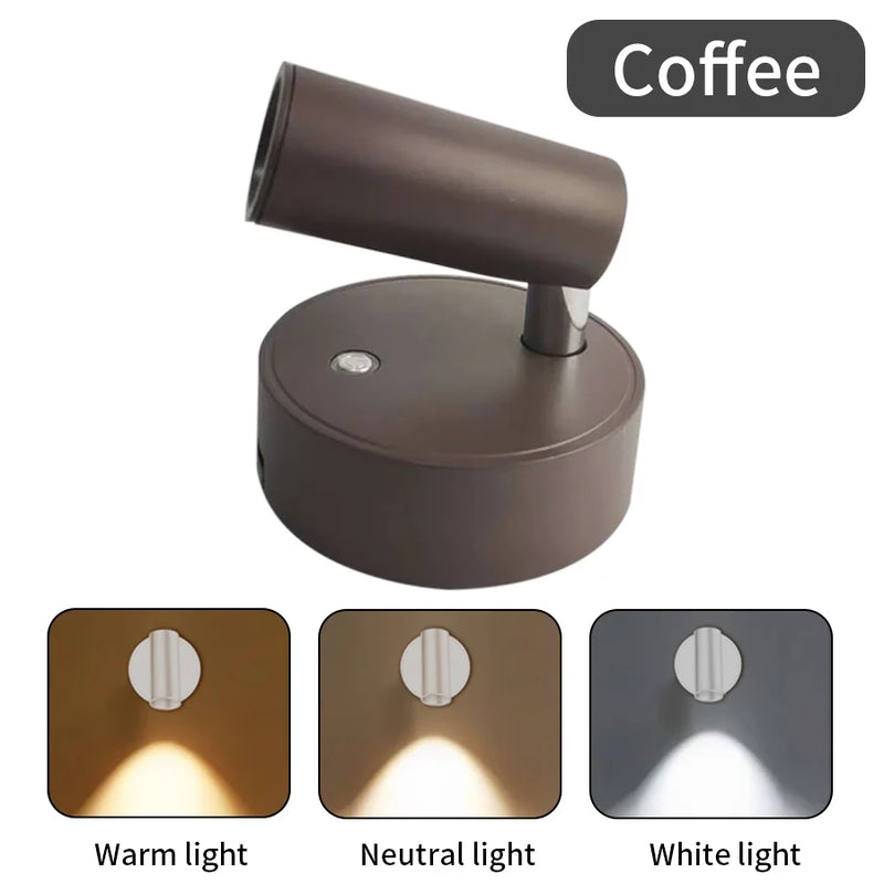 LED Light Magnetic Rechargeable Wall light Spotlight Wireless No Punch Reading Light With Touch Switch Dimmable Bedside Lamp