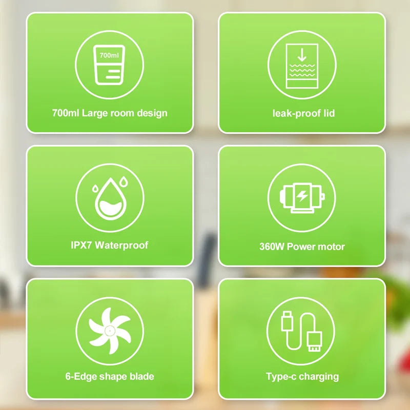 2025 Portable Electric Blender Juicer USB Rechargeable Mini Smoothie Blender Personal Fruit Mixer for Home Office Travel