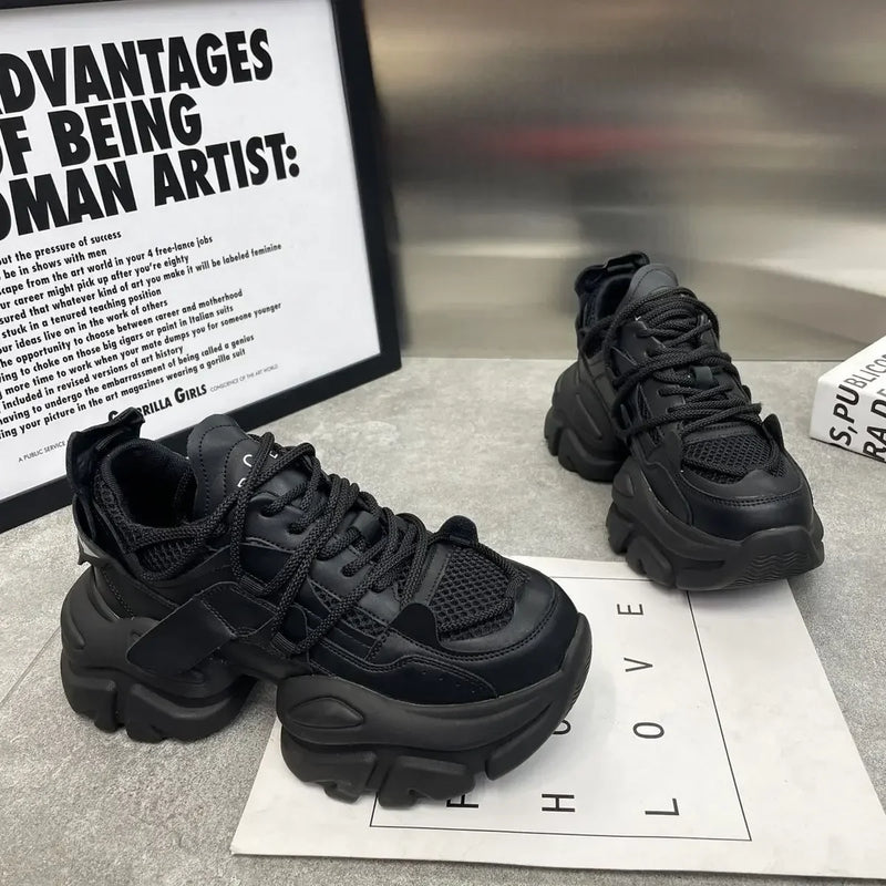 New Fashion Women Tennis Shoes Chunky Sneakers for Women Spring Autumn Thick Bottom Dad Shoe Ladies PU Leather Platform Sneakers