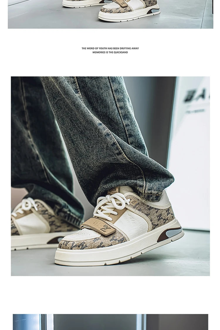 Fashion White Blue Skateboard Shoes Man Comfortable Platform Men&