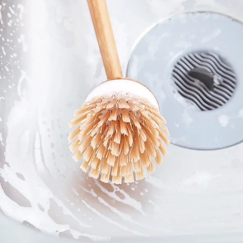1Pc Bamboo Handle All-Purpose Scrub Dishwasher Dish Brush Multifunction Kitchen Cleaning Tools Dish Brush with Bamboo Household