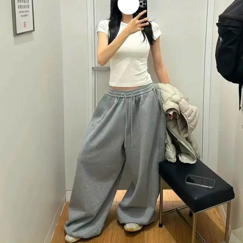 Retro denim ripped spliced jeans women&