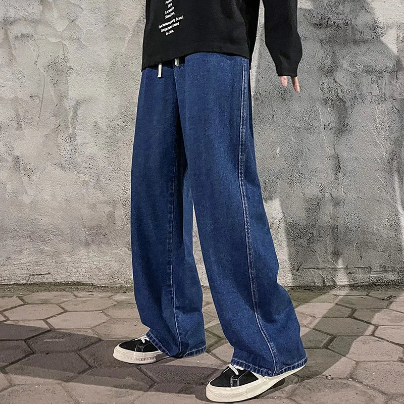 2024 New Streetwear Loose Jeans Men Korean Style Fashion Loose Straight Wide Leg Pants Men&