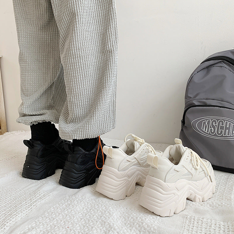 Fujin 7cm Chunky Sneakers Platform Shoes Wedge for Women Casual Shoes Breathable Summer Shoes Women Fashion Sneakers Spring