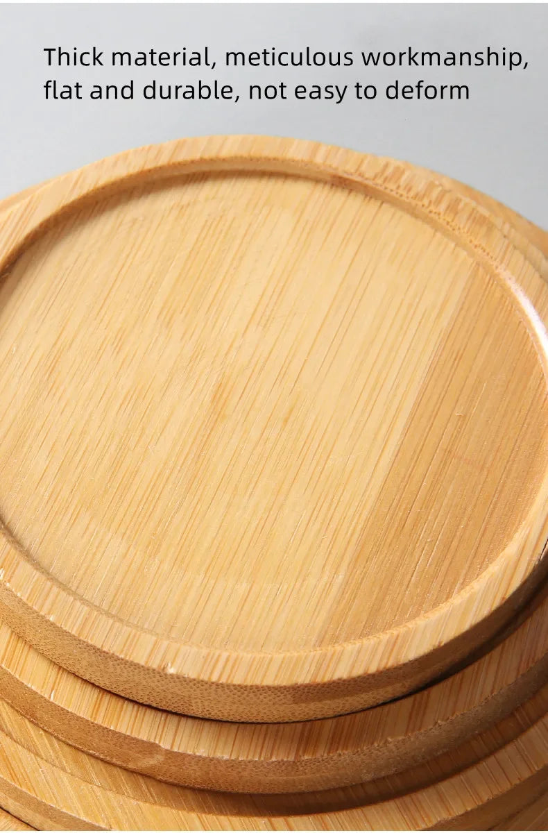 Bamboo Tray PlantMini Plant Pot Rack Multi-meat Pot Tray Balcony Storage Kitchen Storage Bathroom Storageround Tray Square