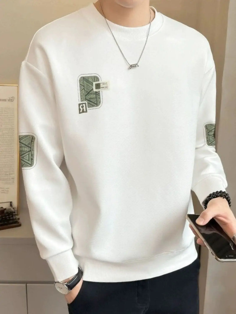 Men’s Thick Fleece Sweatshirt – Warm Round Neck Pullover for Autumn and Winter