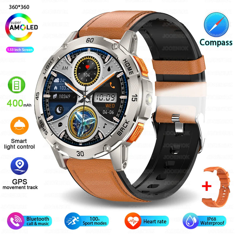 5ATM LED Flashlight Smart Watch Men 100+ Sports Modes Health Monitor Man Watches Bluetooth Call Men Smartwatches For Android ios