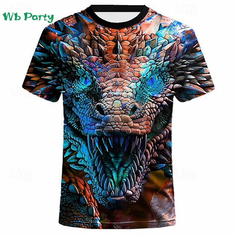 Oversized T shirt Men Dragon Print T-shirt Man Dragon Graphic Tee Men&