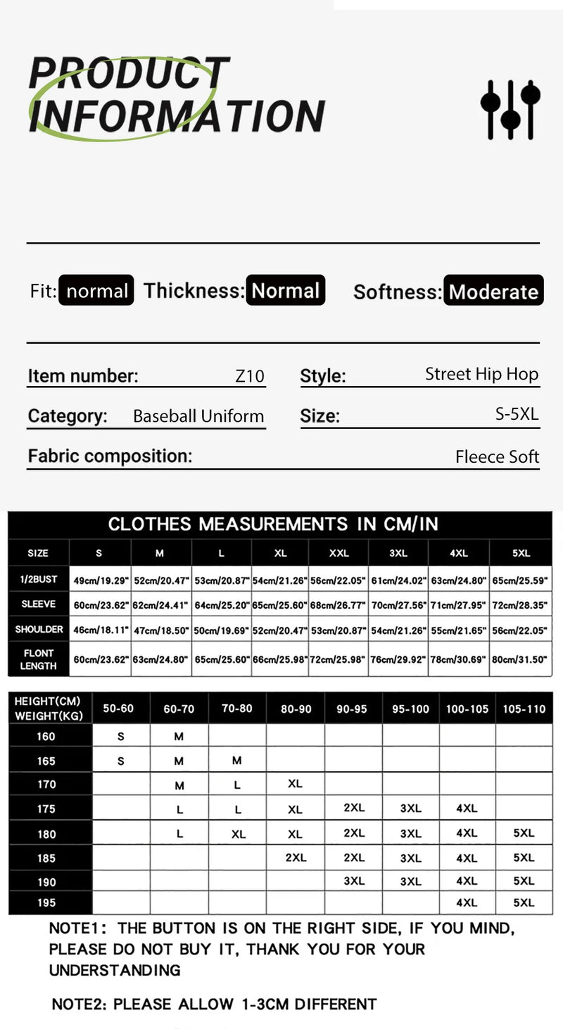 Black White Jacket Coats 5XL Loose Oversized Clothes Casual Men Women Baseball Clothes Couple Street Coat Warm Fleece Jackets