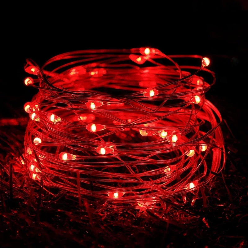 LED Fairy Lights Battery Operated String Lights Waterproof Silver Wire Firefly Starry Lights  Wedding Party Xmas Christmas Decor