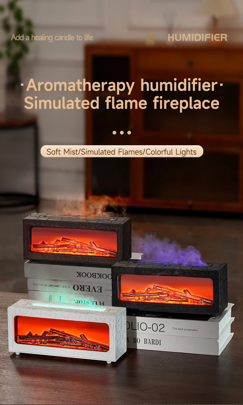 Air Humidifier Essential Oil Diffuser Flame Aroma Humidifier Home Room Fragrance Diffuser with Night Light Aromatherapy Diffuser