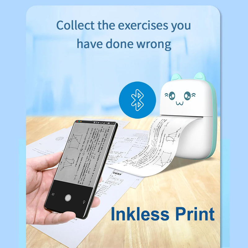 Portable Thermal Printer MINI Wirelessly BT 203dpi Photo Label Memo Wrong Question Printing With USB Cable Imprimante Portable