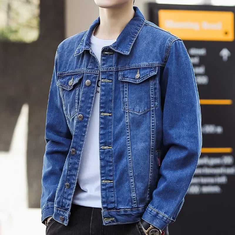 Men’s Loose Fit Denim Jacket – Casual Workwear Style for Spring & Autumn 2025