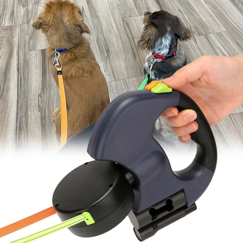 🐾 Double Retractable Dog Leash – 360° Tangle-Free Dual Leash for Two Dogs