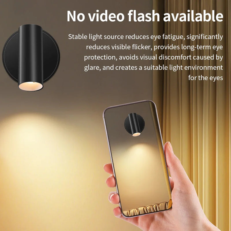 LED Light Magnetic Rechargeable Wall light Spotlight Wireless No Punch Reading Light With Touch Switch Dimmable Bedside Lamp