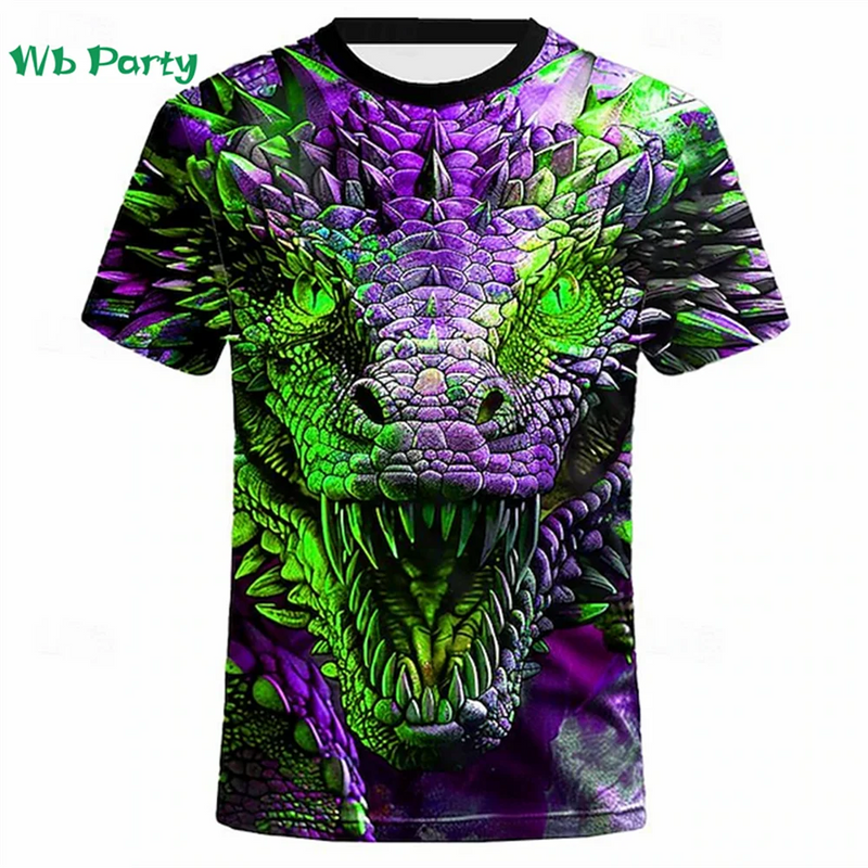 Oversized T shirt Men Dragon Print T-shirt Man Dragon Graphic Tee Men&