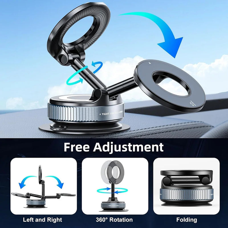 Magnetic Vacuum Car Mount Phone Holder Vacuum Suction Cup Car Phone Stand Universal GPS Navigation Stand for Car Smooth Surfaces