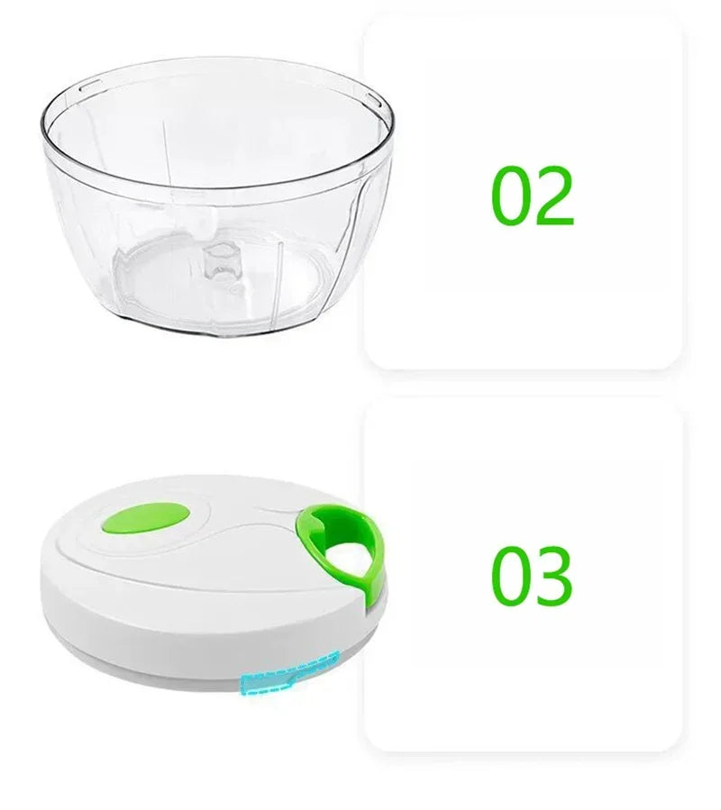 Food Shredder Processor Mini Manual Rope Garlic Cutter Meat Mincer Vegetable Onion Cutter Garlic Masher Kitchen Tools Portable