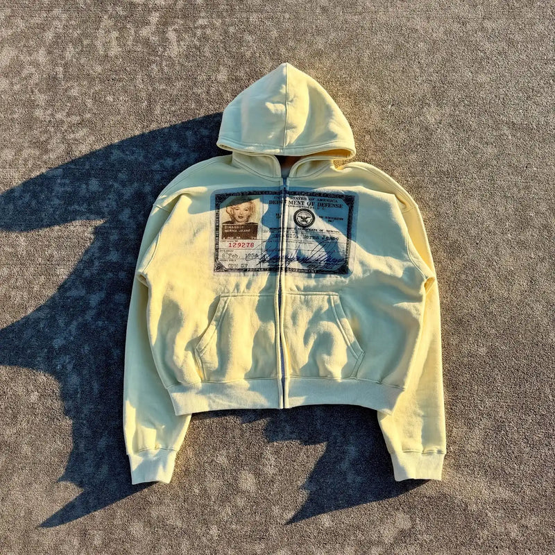 Tatiana Haven Y2K Retro Zip-Up Hoodie – Unisex Streetwear Long Sleeve Hooded Sweatshirt