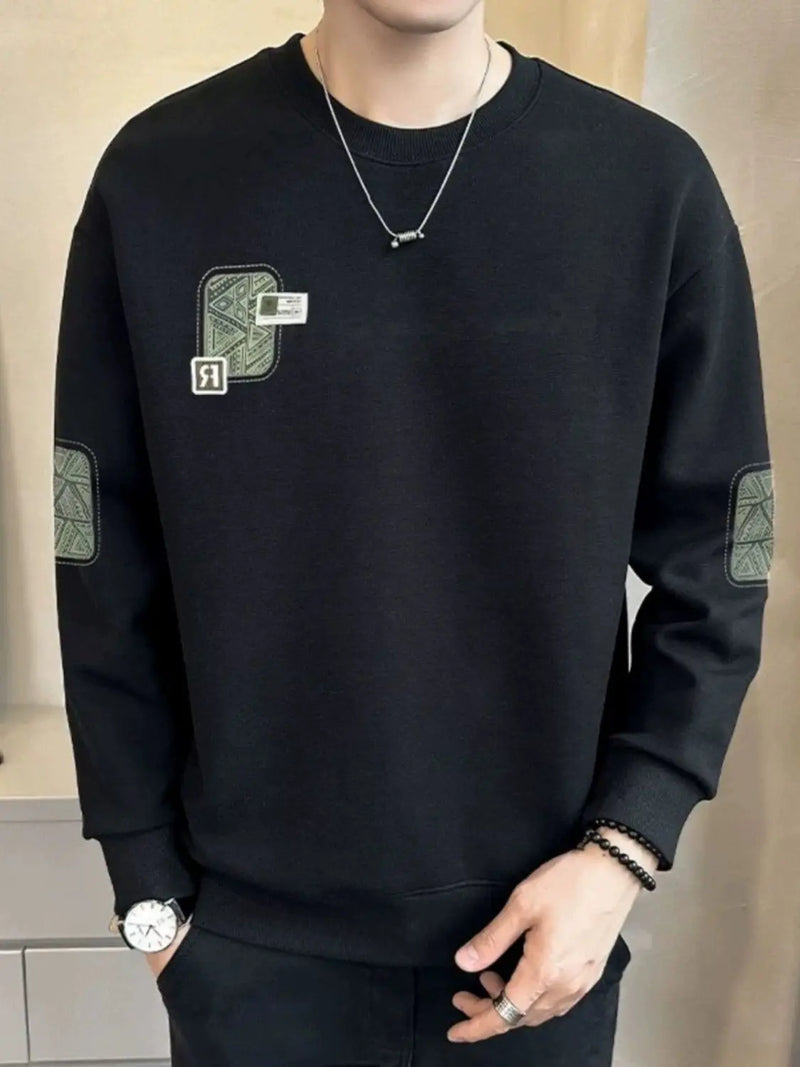 Men’s Thick Fleece Sweatshirt – Warm Round Neck Pullover for Autumn and Winter