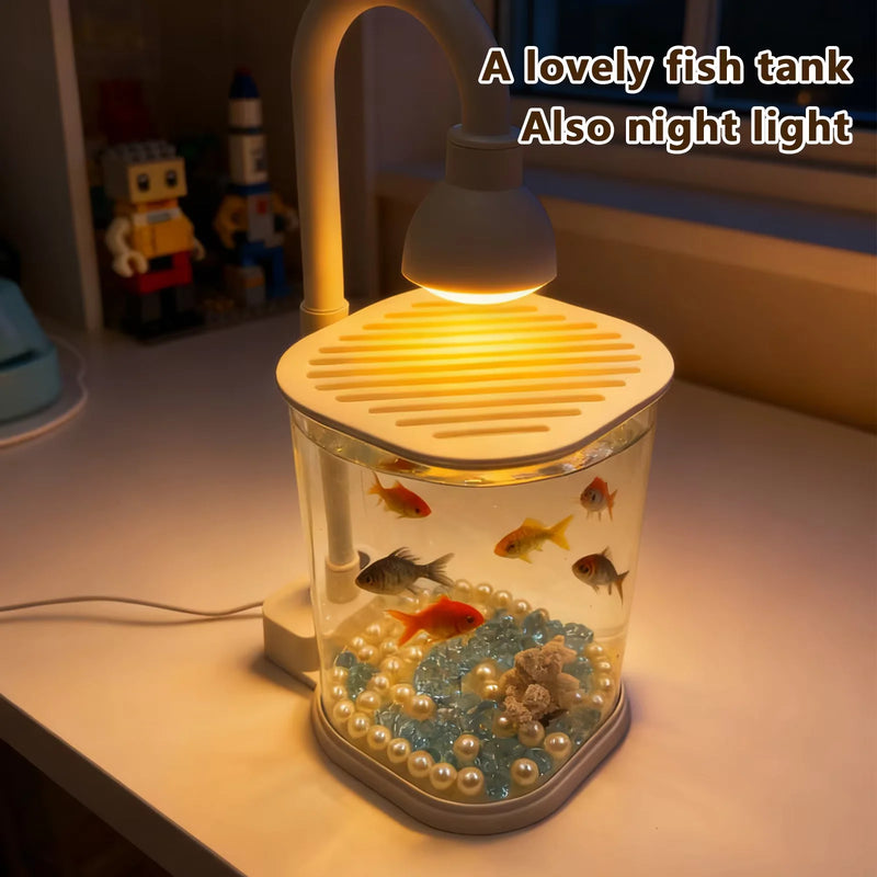 TOKA Starter Kit Small Fish Tank Fish Tank with Light Fighting Fish Tank Tabletop Turtle Tank Kids Party Gift