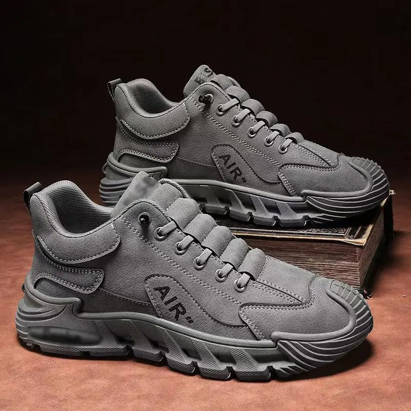 Men Chunky Sports Sneakers Spring Fashion Slip-on Men Casual Shoes Leather Waterproof Work Shoes for Men Anti-Slip Platform Shoe