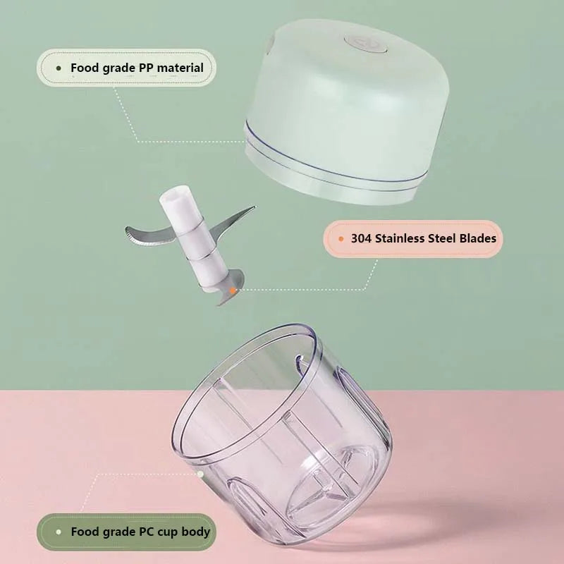 250ML Electric Kitchen Food Chopper Mini USB Food Crusher Portable Meat Grinder Vegetable Chopper For Kitchen household Outdoor
