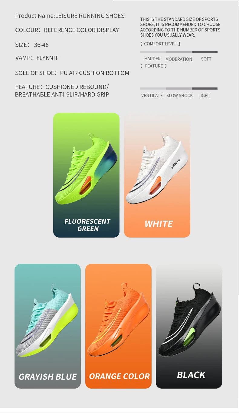 Casual Sneakers Air Cushion Running Shoes Jogging Marathon Men Sports Breathable Lightweight Comfortable Nonskid Leisure Sneaker