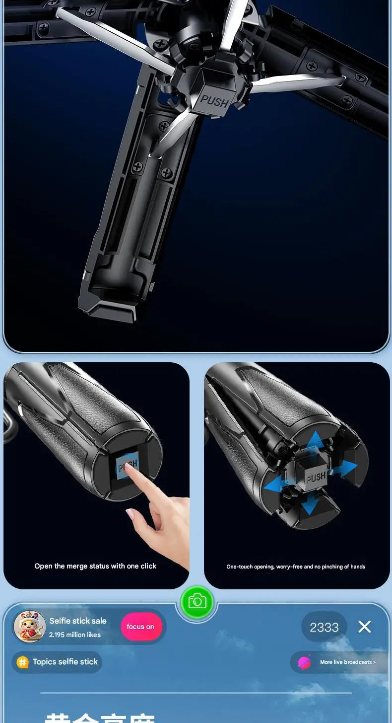 Upgraded Multi-Function Foldable Magnetic Phone Holder Selfie Stick with Remote Control – 360° DSLR-Style Rotation Tripod Stand