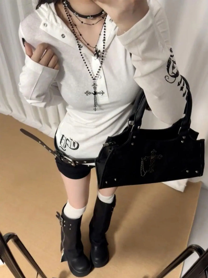 Coquette Aesthetic Hooded T-Shirt Women&