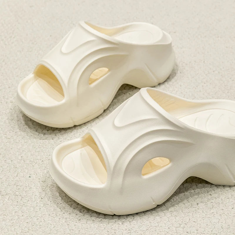 Chunky Platform Slippers for Women Summer Comfortable Wedge Heels Sandals Woman Solid Non Slip EVA Thick Sole Slides Shoes