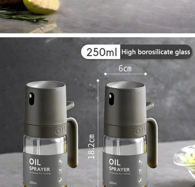 250ml Oil Spray Bottle High Borosilicate Glass Cooking Oil Dispensers Olive Oil Sprayer Mister for Air Fryer Salad Baking