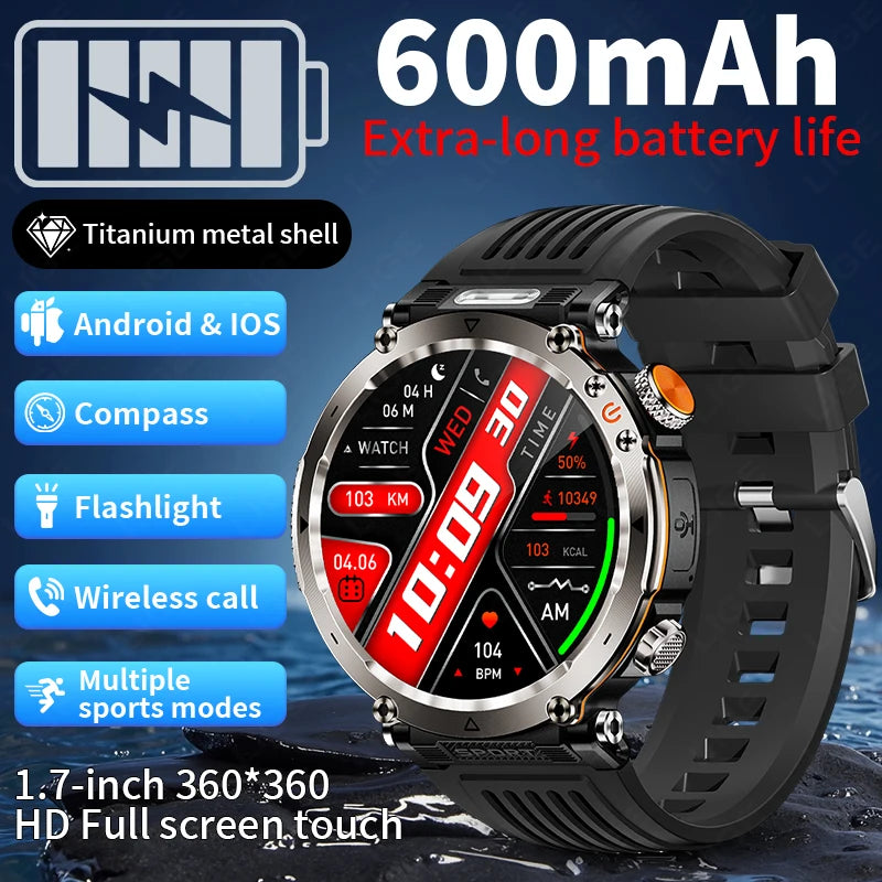 LIGE 600mAh Battery Smart Watch Men 1.7&