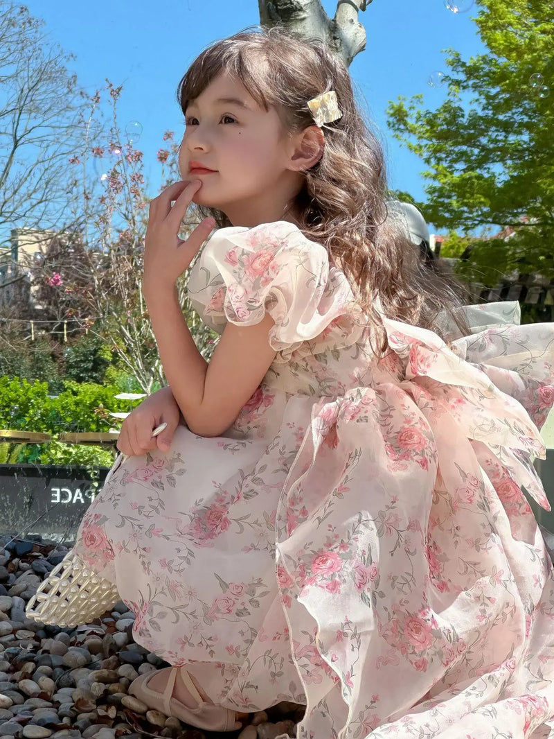 Casual Summer Girls Princess Dress – Sweet Floral Bow Knot Style