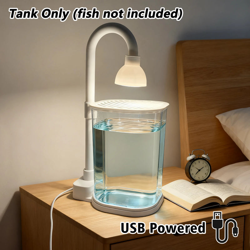 TOKA Starter Kit Small Fish Tank Fish Tank with Light Fighting Fish Tank Tabletop Turtle Tank Kids Party Gift