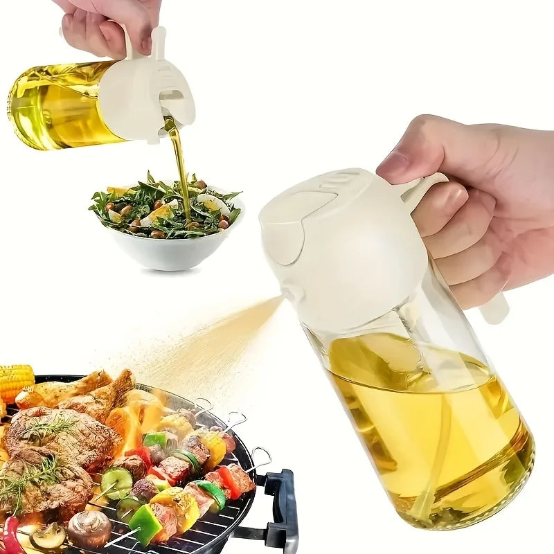 1pc 450ML Dual-Purpose Oil Mister Bottle with Automatic Shut-Off Sprayer - BPA-Free PET Plastic for Cooking, Grilling, Baking
