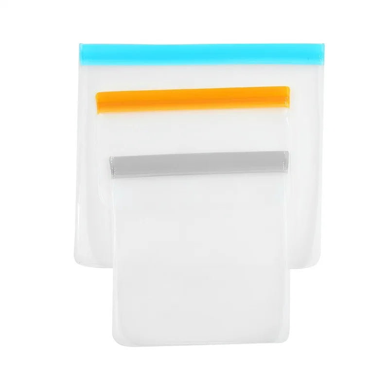 3/5pcs Silicone Food Storage Bag Reusable Up Zip Shut Bag Leakproof Fresh Bag Food Storage Bag Fresh Wrap Ziplock Bag