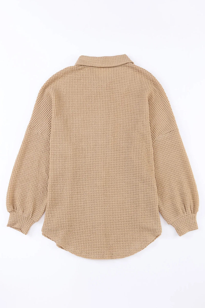 Women’s Oversized Button-Down Blouse – Casual Boho Long Sleeve Shirt with Turn-Down Collar