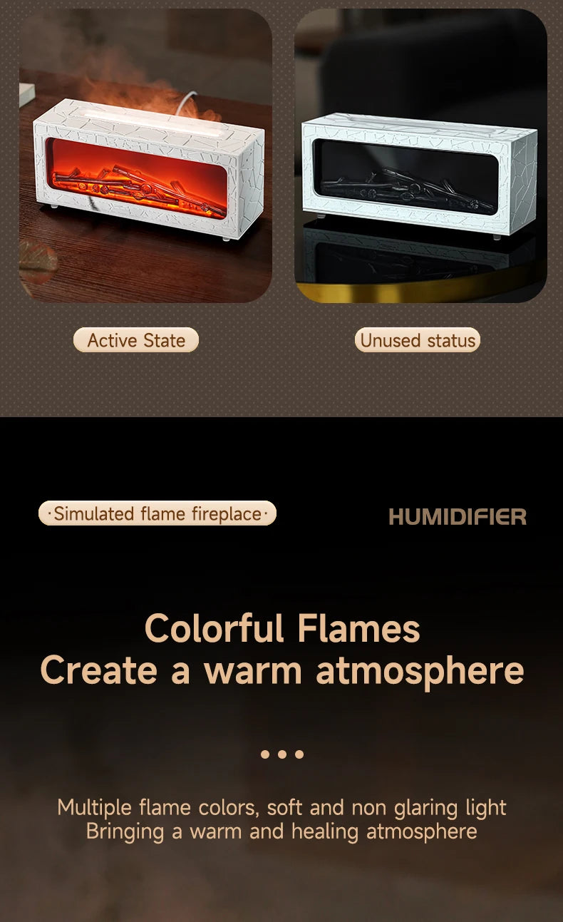 Air Humidifier Essential Oil Diffuser Flame Aroma Humidifier Home Room Fragrance Diffuser with Night Light Aromatherapy Diffuser