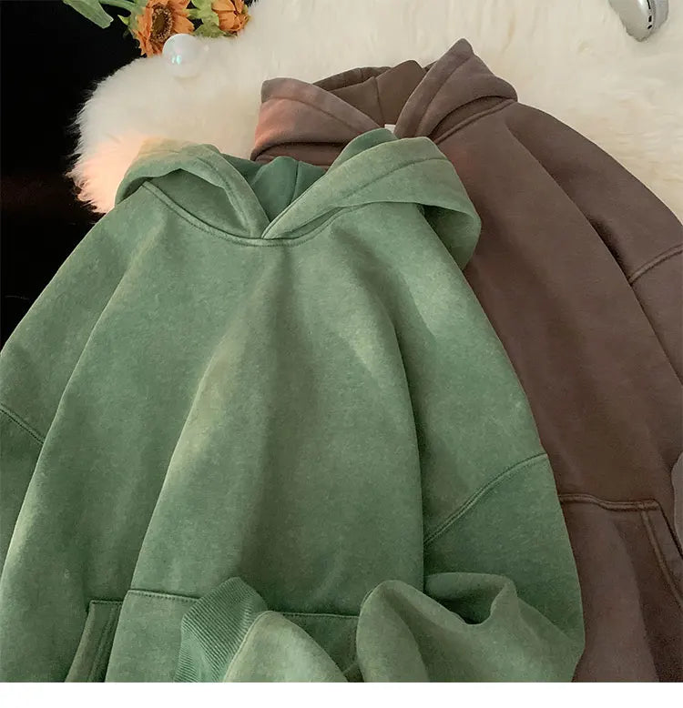 Men’s Vintage Washed Hoodie – Loose Fit Streetwear Pullover for Casual Harajuku Style