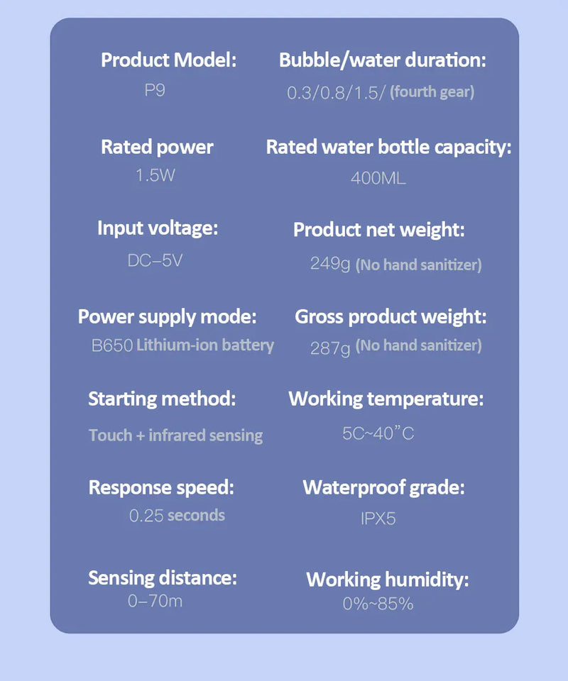 Automatic Soap Dispensers 400ml 4-Gears Adjustable Bathroom Smart Washing Hand Machine USB Rechargeable Touchless Hand Sanitizer