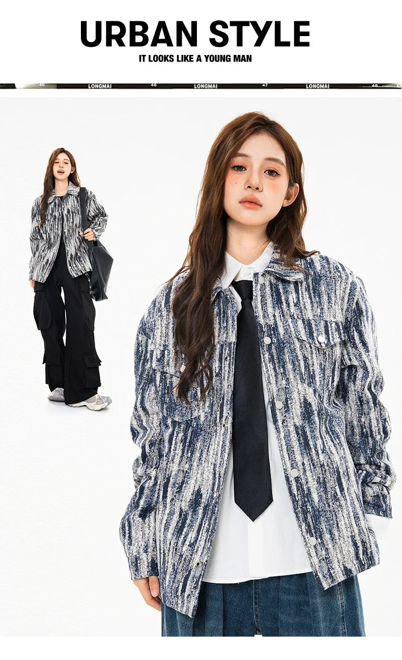 Elegant Denim Jackets Women 2025 Korean New luxury Coat Chic Print Women&