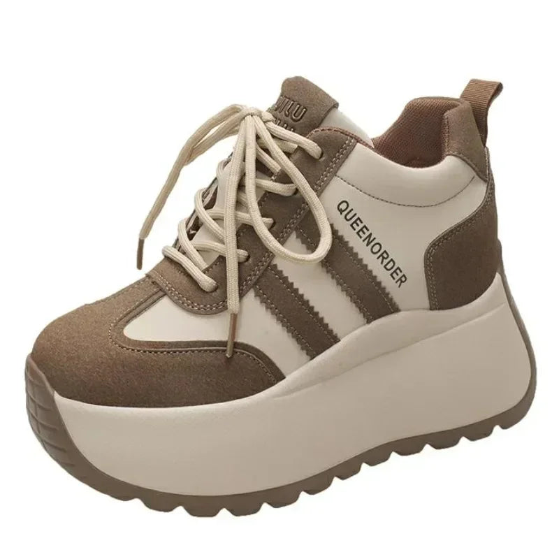 2025 New 10cm Womens Chunky Sneakers Lightweight Lace Up Casual Shoes Fashion Spring Platform Sports Shoes Comfortable Sneakers