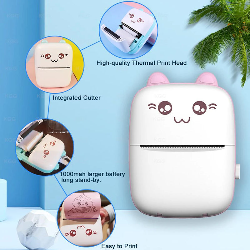 Portable Thermal Printer MINI Wirelessly BT 203dpi Photo Label Memo Wrong Question Printing With USB Cable Imprimante Portable