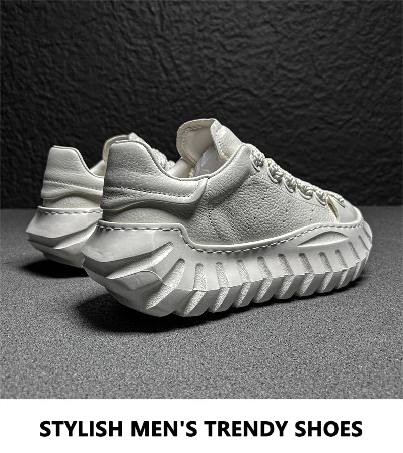 Chunky Sneakers Men Designer Sport Shoes Fashion Casual Microfiber Leather Breathable Height Increased Flat Platform Board Shoes