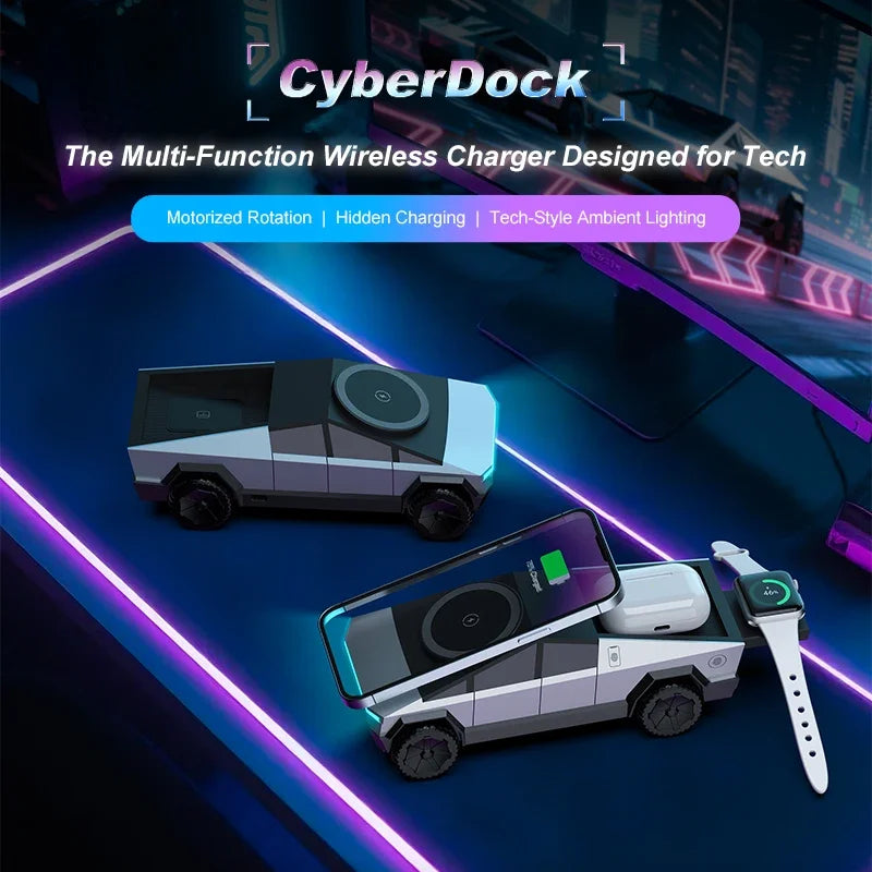 Cybertruck 3-in-1 Qi2 Wireless Charger | iPhone, iWatch & AirPods Dock