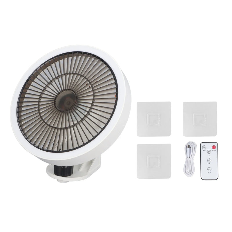 Small Wall Mount Fan with Remote Control Mini Oscillating Fan with Night Light 3 Speeds for RV Bedroom Home Office Garage White