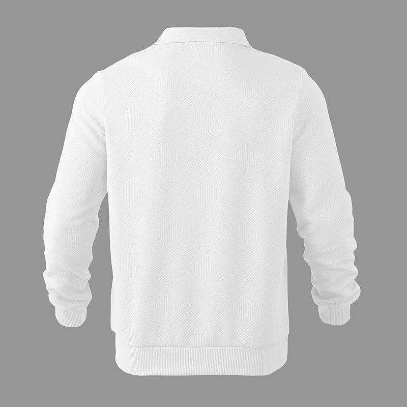 Men’s Zipper Polo Sweatshirt – Turn-Down Collar Long Sleeve Pullover for Autumn and Winter