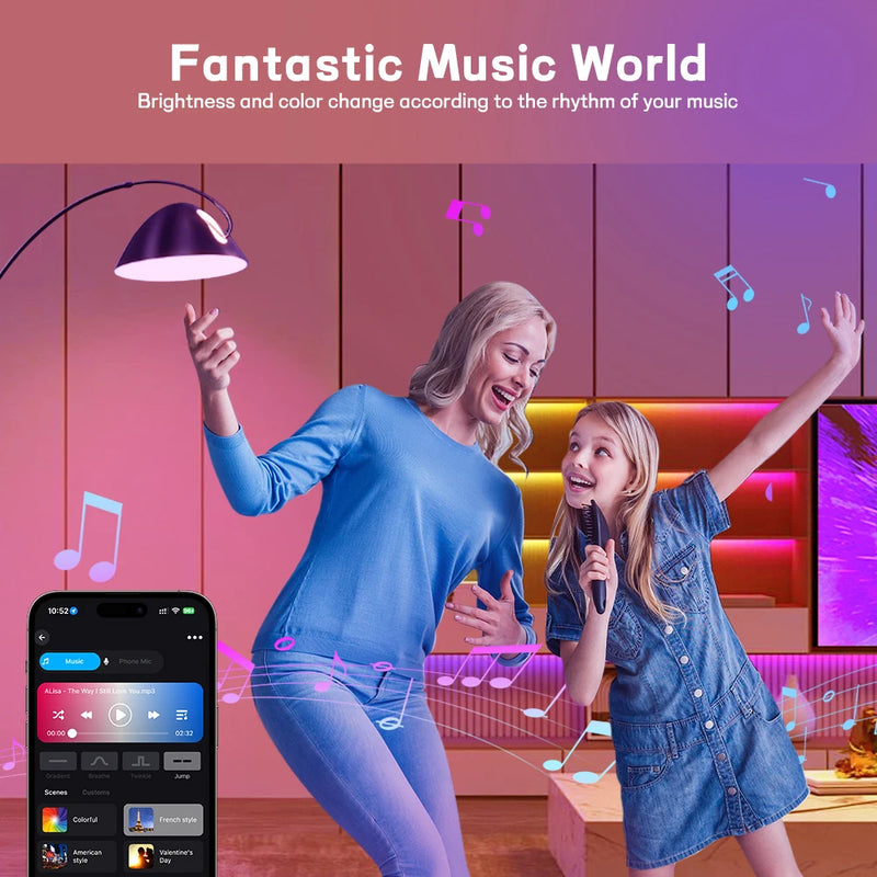 LED Smart Bulb E27 100-240V Color Changing LED Bulb with Music Synchronization WiFi and BLE 5.0 Dimmable RGB Smart Home Lighting