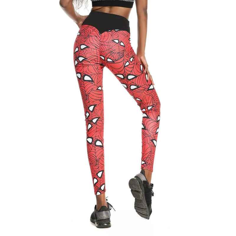High Waist Fashion Leggings Women Fitness Running Yoga Leggings Pants Energy Gym Tight Leggings spider web printed Leggings